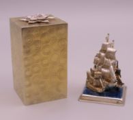 A Stuart Devlin parcel-gilt silver 'Surprise' Christmas box and cover - 'I Saw Three Ships' (the