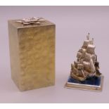 A Stuart Devlin parcel-gilt silver 'Surprise' Christmas box and cover - 'I Saw Three Ships' (the