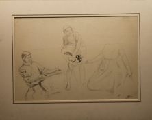 ROBERT WALKER MACBETH RA (1848-1910) British, A Study of Three Figures, pencil. 53 x 35 cm.