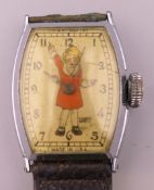 An Orphan Annie wristwatch by Harold Gray. 3.5 cm high.