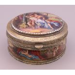 A Viennese enamel box depicting classical scenes. 6.5 cm wide, 3.5 cm high.