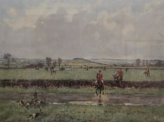 LIONEL EDWARDS, Hunting Scene, print, signed in to the margin,