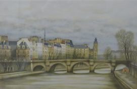 ANDRE RENOUX (1939-2002) French, Bridge over a River, limited edition lithograph,