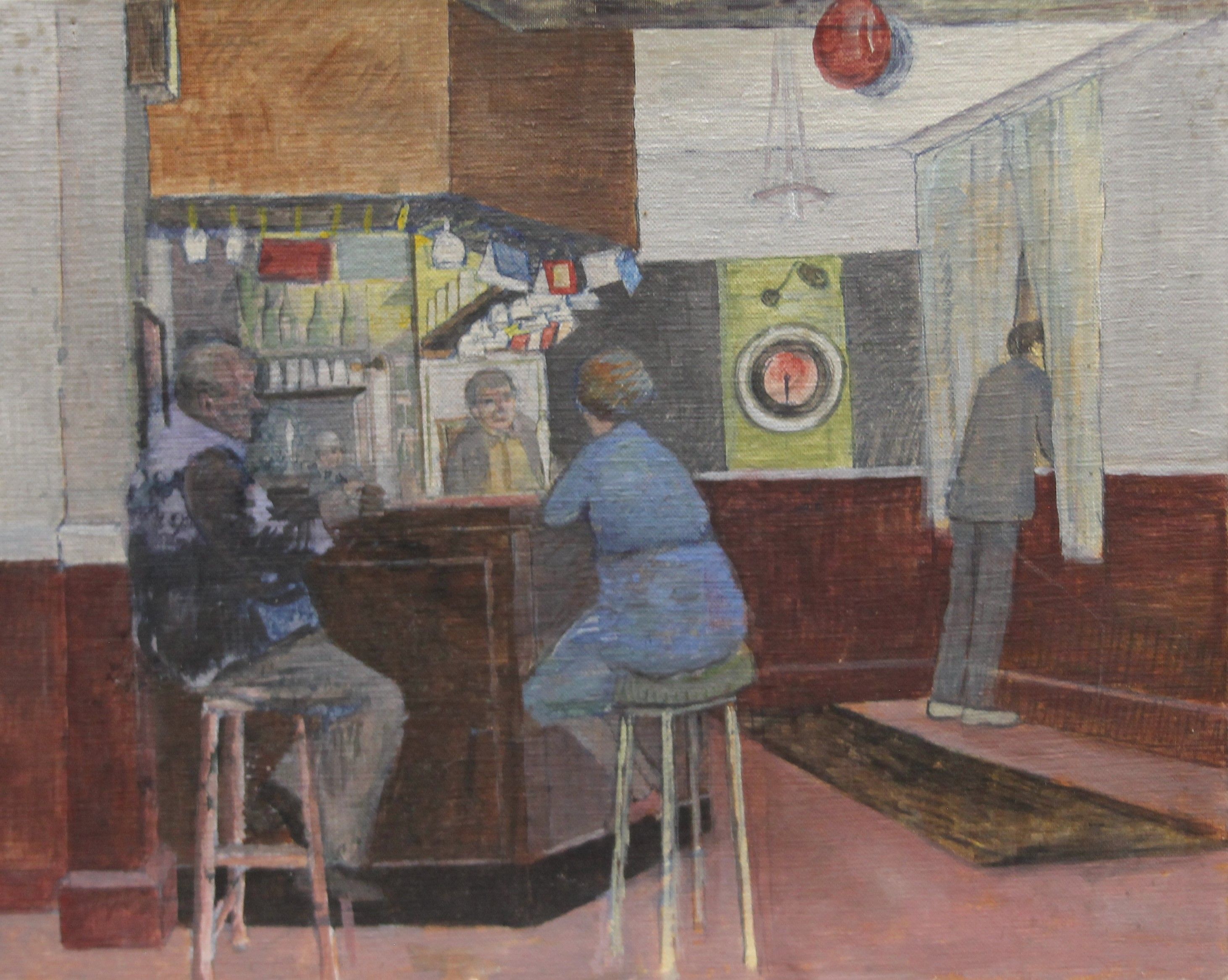 REG NORRIS British, The Bar and a Portrait of a Man, the latter signed. The largest 51 x 41 cm.