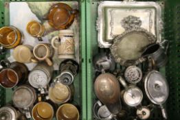 A quantity of various metalware and porcelain.