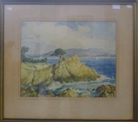 DAVID FRANCIS SCHWARTZ (1879-1969), Coastal Scene, watercolour, framed and glazed. 50 x 40 cm.