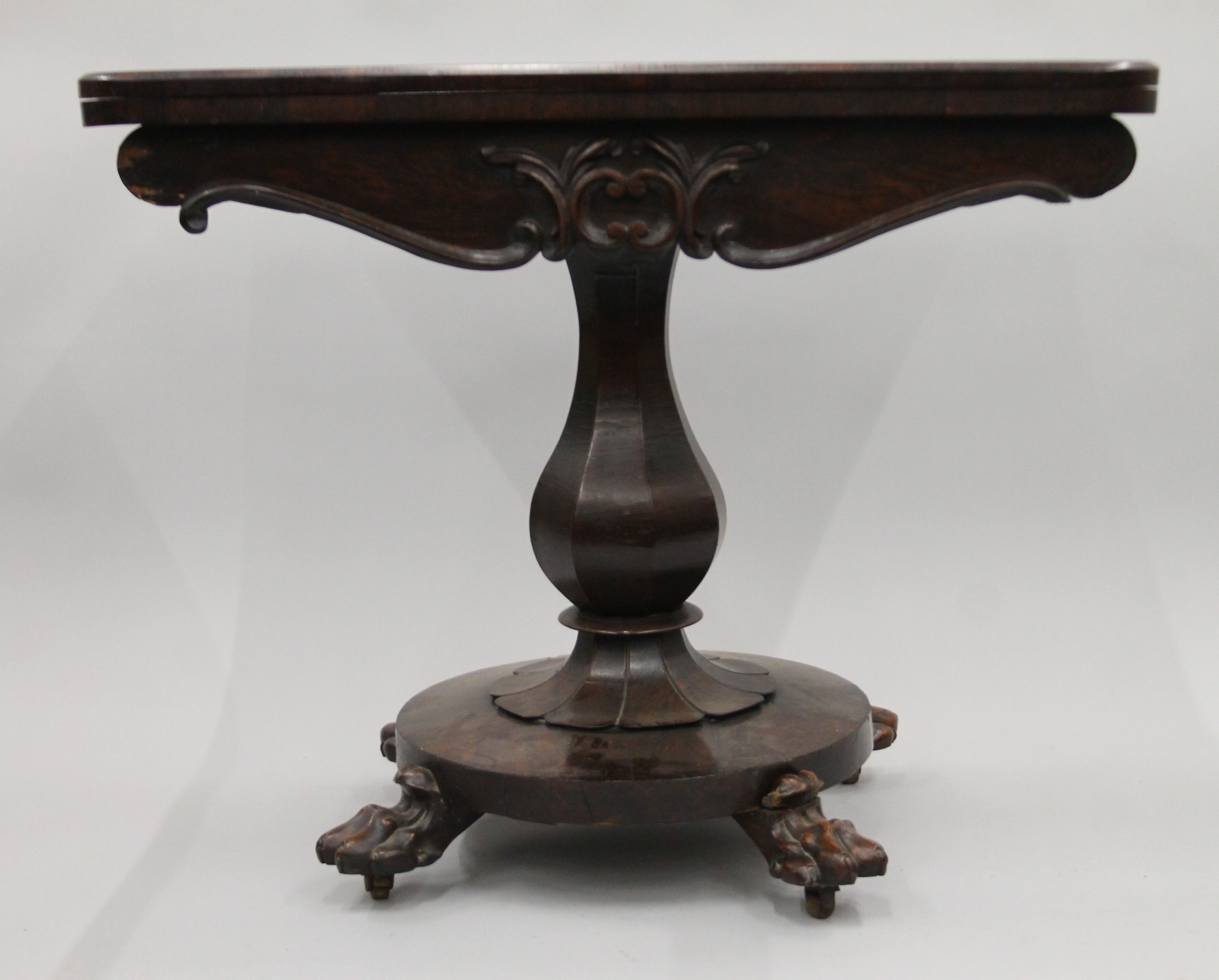 A 19th century rosewood card table. 89 cm wide. - Image 2 of 13