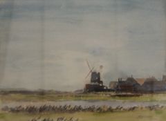 J RADCLIFFE, Norfolk Windmill, watercolour, framed and glazed. 33 x 24.5 cm.