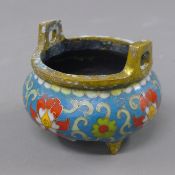 A cloisonne and bronze censer. 11 cm wide.