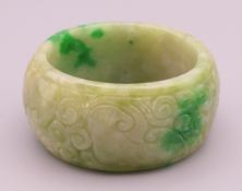 A jade serviette ring. 5.5 cm diameter.