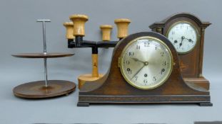 A 1930s mantel clock with Westminster chimes and pendulum;