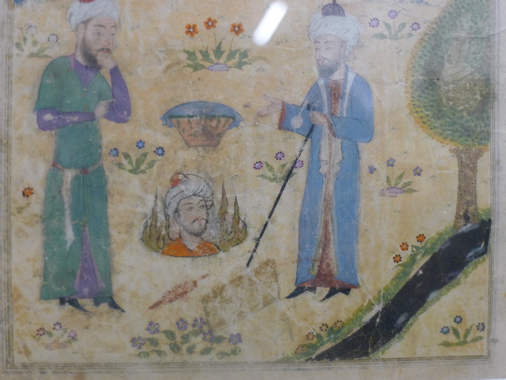 An early manuscript, possibly Persian or Arabic, painted with figures, framed and glazed. 12.5 x 17. - Image 3 of 4