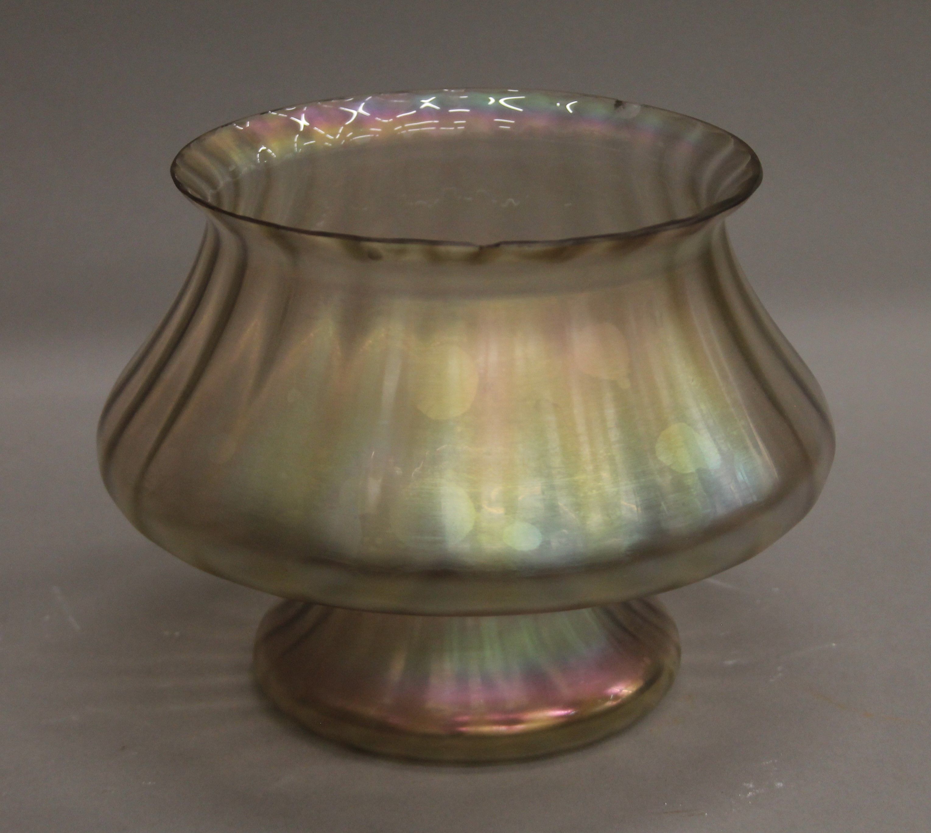 A Bohemian glass scent bottle and two iridescent vases. The former 20.5 cm high. - Image 3 of 4
