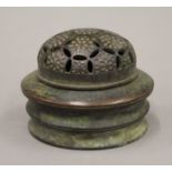 A Chinese bronze lidded censer. 8 cm high.