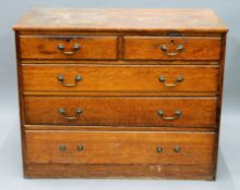 A 19th century oak chest of drawers. 114 cm wide.