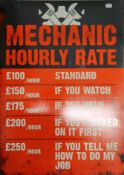 A mechanics tin sign. 50 x 70 cm.