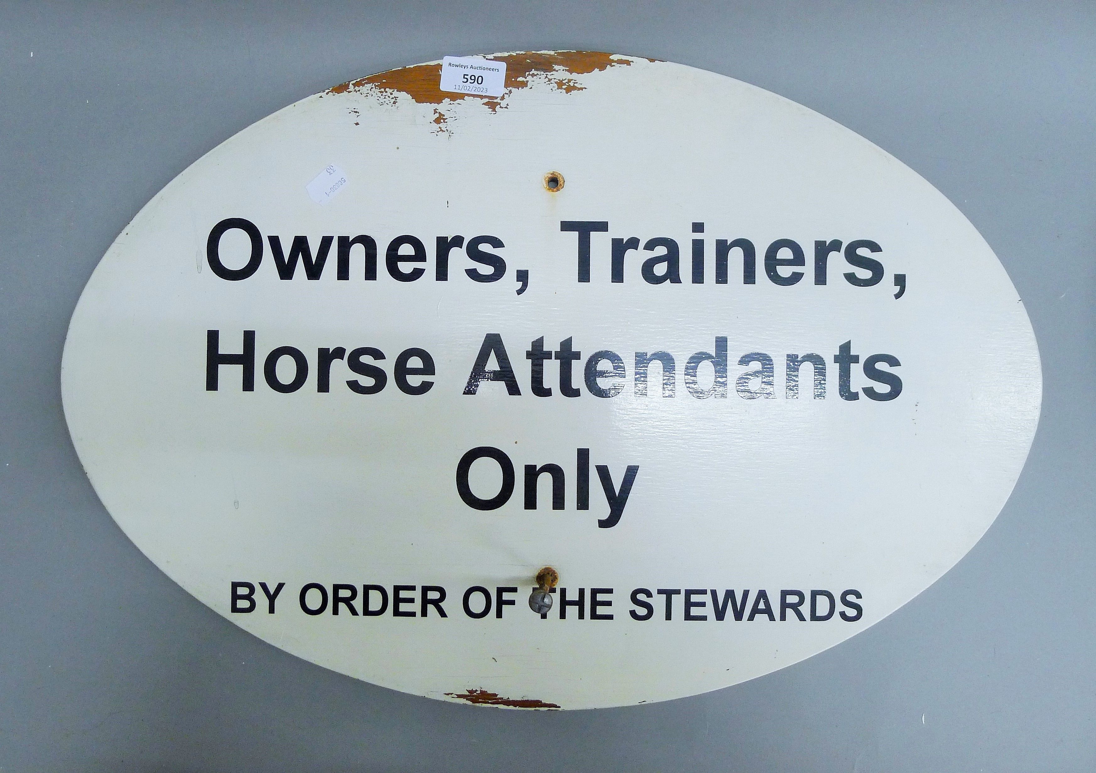 Two Newmarket Racecourse Owners and Trainers signs. Each 59.5 cm wide x 39.5 cm high x 1 cm deep. - Image 2 of 3