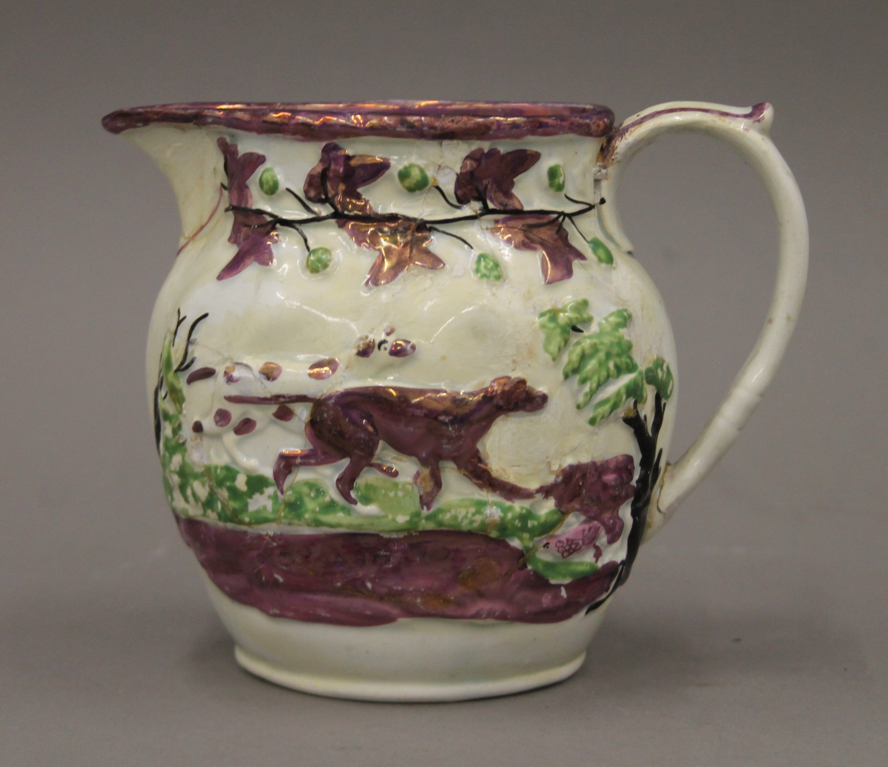 Two 19th century pottery Staffordshire jugs. The largest 12 cm high. - Image 9 of 10