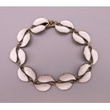 A David Andersen white enamel and silver bracelet. 19 cm long.