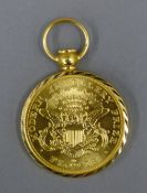 A 22 ct gold 1903 Prize Modern Jewellery Flower medallion, set in a pendant mount. 37.