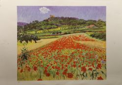 FREDERICK GORE CBE RA (1913-2009) British, Poppy Fields, limited edition lithograph,