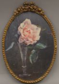 HENRIETTA MARIA GULLIVER (1866-1945) Australian, Still Life of a Pink Rose, oil on board, signed,