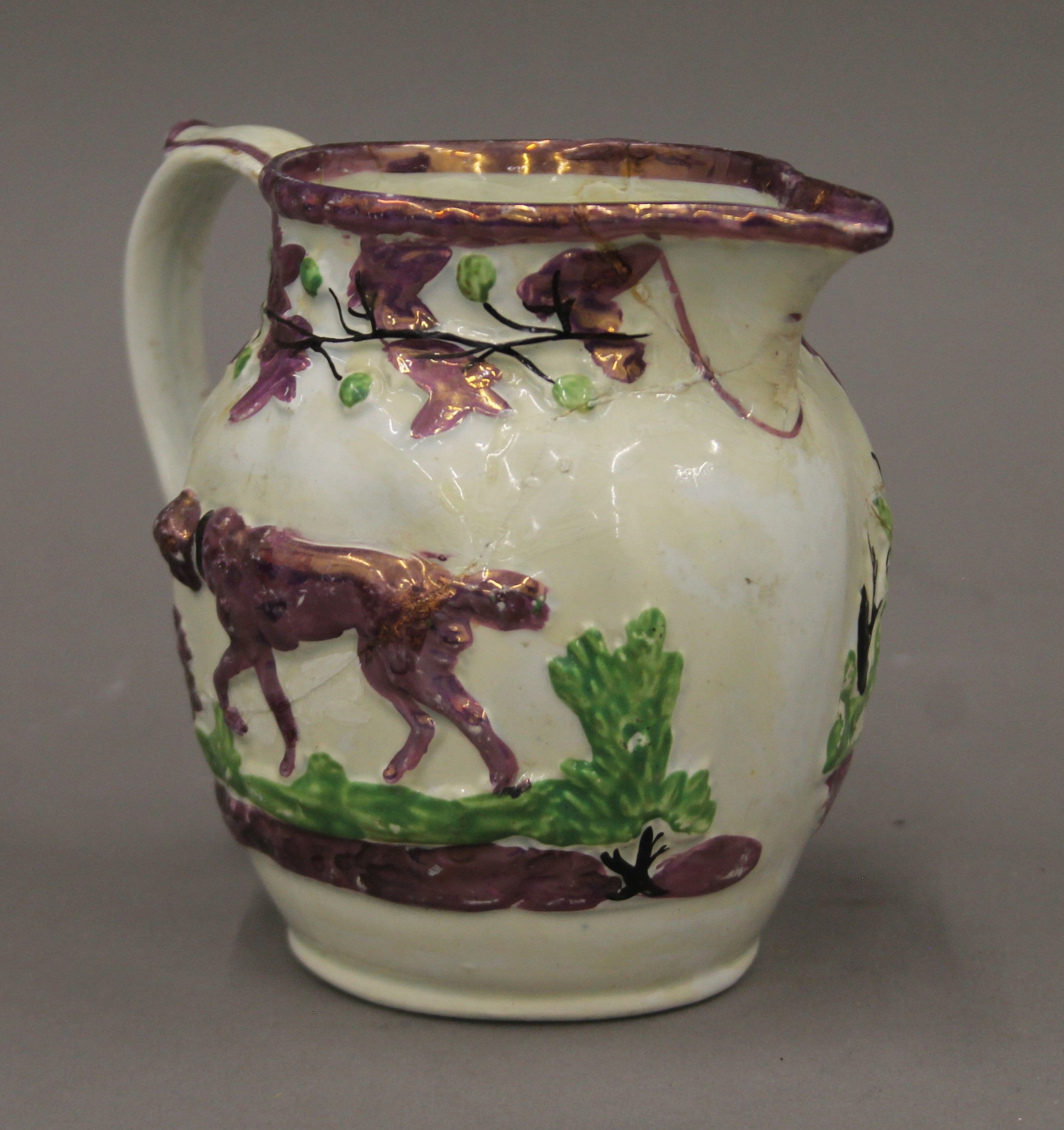 Two 19th century pottery Staffordshire jugs. The largest 12 cm high. - Image 6 of 10