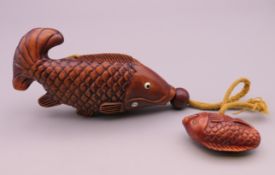 A fish form inro. 11.5 cm long.