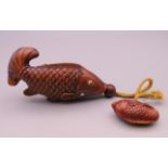 A fish form inro. 11.5 cm long.