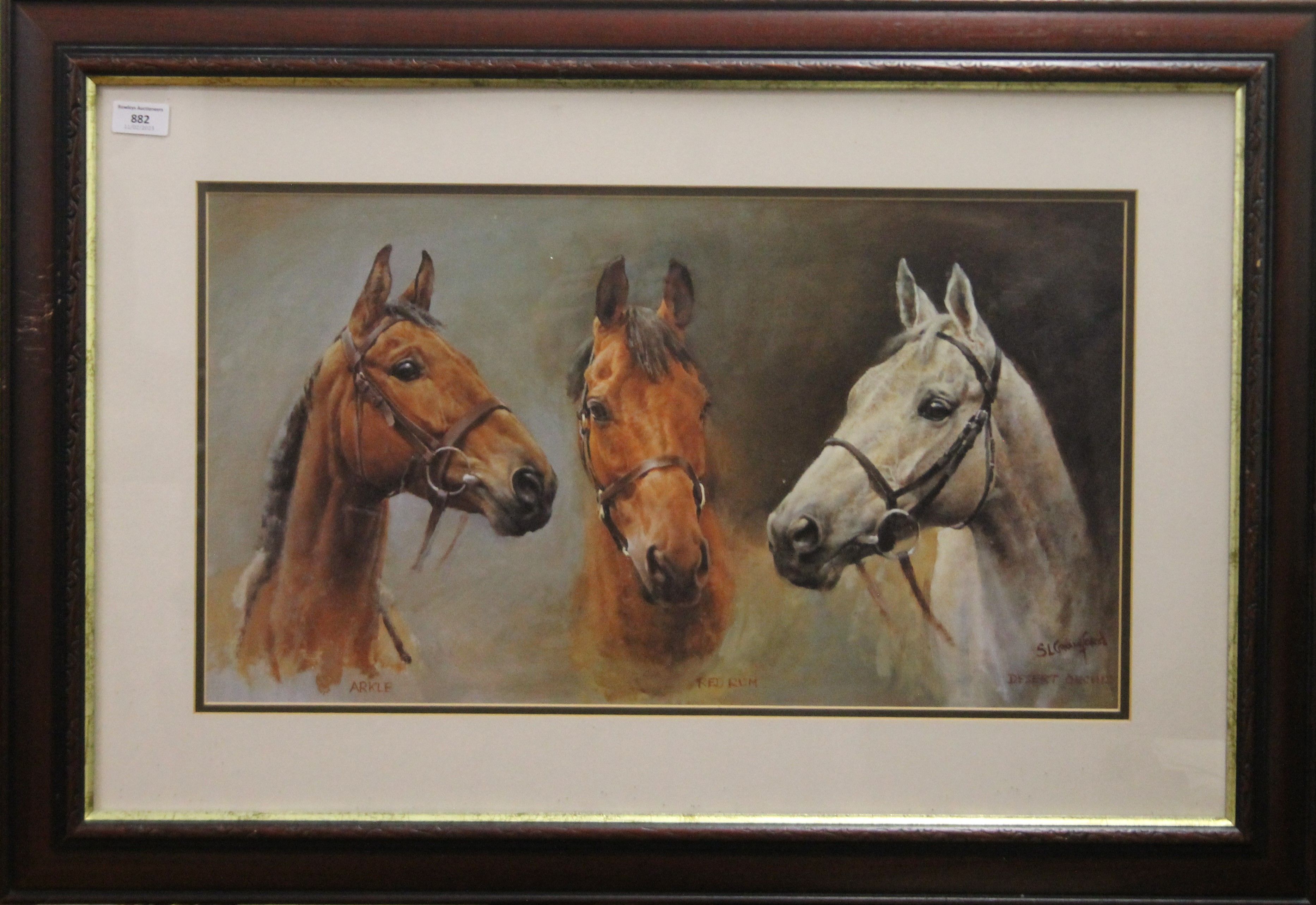 C L CRAWFORD, We Three Kings (Arkle, Red Rum and Desert Orchid), print, framed and glazed. - Image 2 of 2