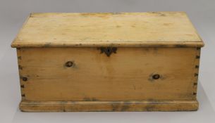 A Victorian pine blanket box. 90 cm wide.