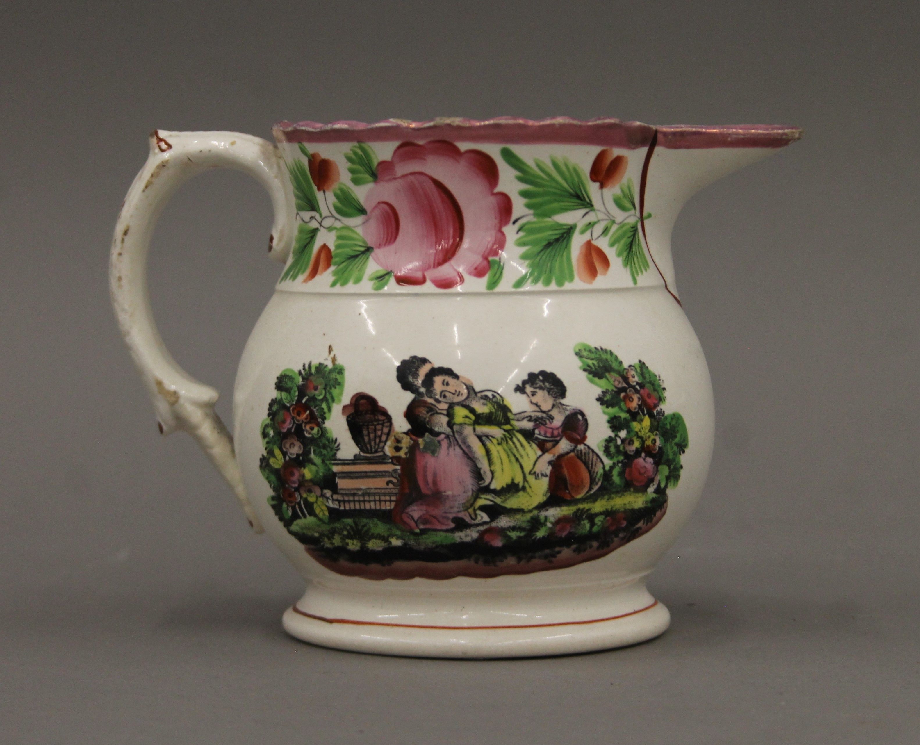 Two 19th century pottery Staffordshire jugs. The largest 12 cm high. - Image 3 of 10