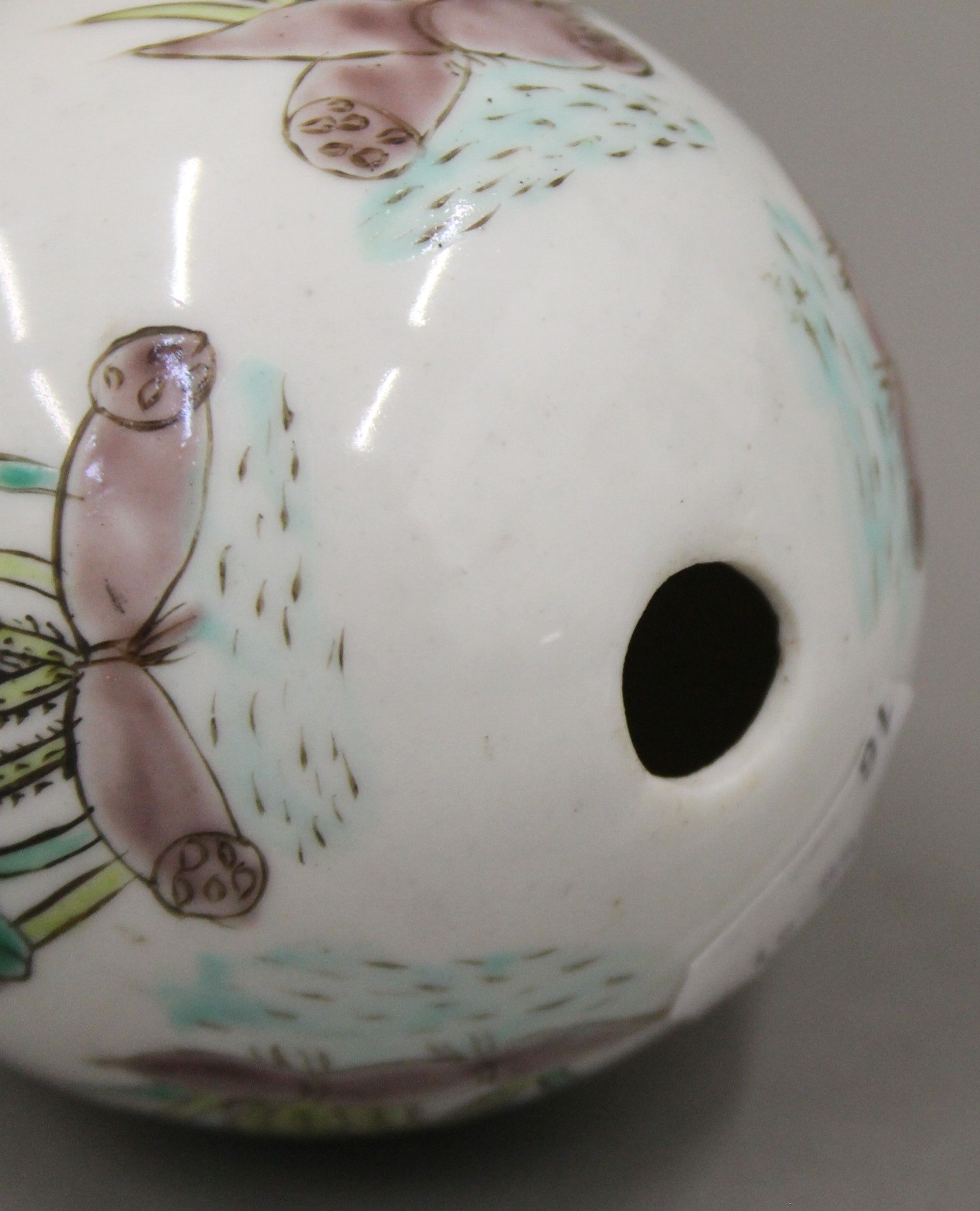 A small late 19th century Chinese Y-Hsing stoneware teapot painted with bright enamels, - Image 7 of 10