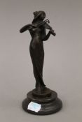 A bronze figure of a girl playing a violin. 19 cm high.
