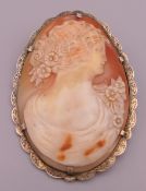 A cameo brooch with an 800 silver mount. 6.5 cm high.