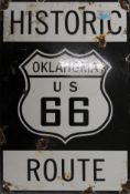 An enamel 'Route 66' sign. 20 cm wide.