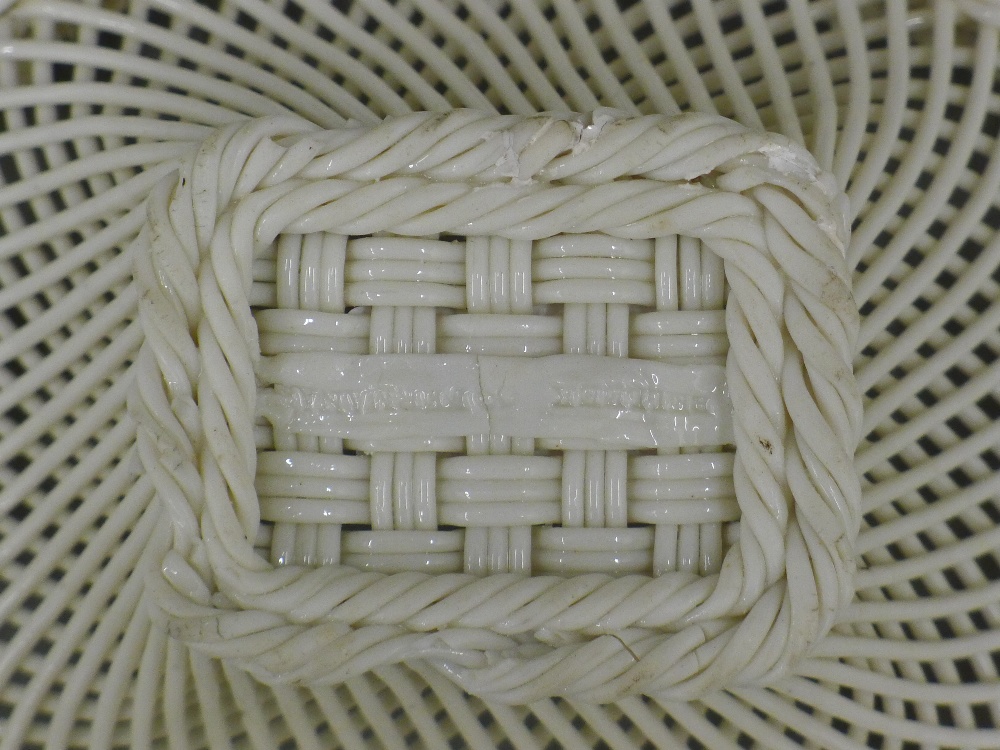 A Belleek porcelain basket. 20.5 cm long. - Image 6 of 6