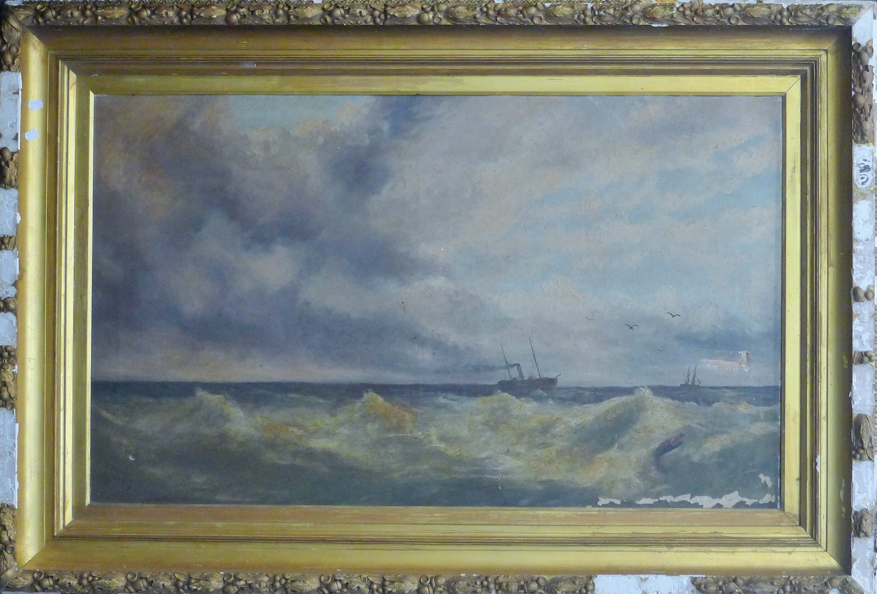 S STUBBS, Paddle Steamer at Sea, oil on canvas, signed and dated 1889, framed. 126 x 75 cm. - Image 2 of 8