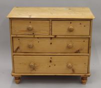 A Victorian pine chest of drawers. 91 cm wide.