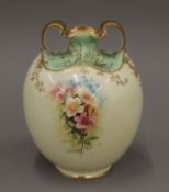 A Doulton Burslem florally painted porcelain vase, marked HB 3460, date code for 1899 - C9048. 17.