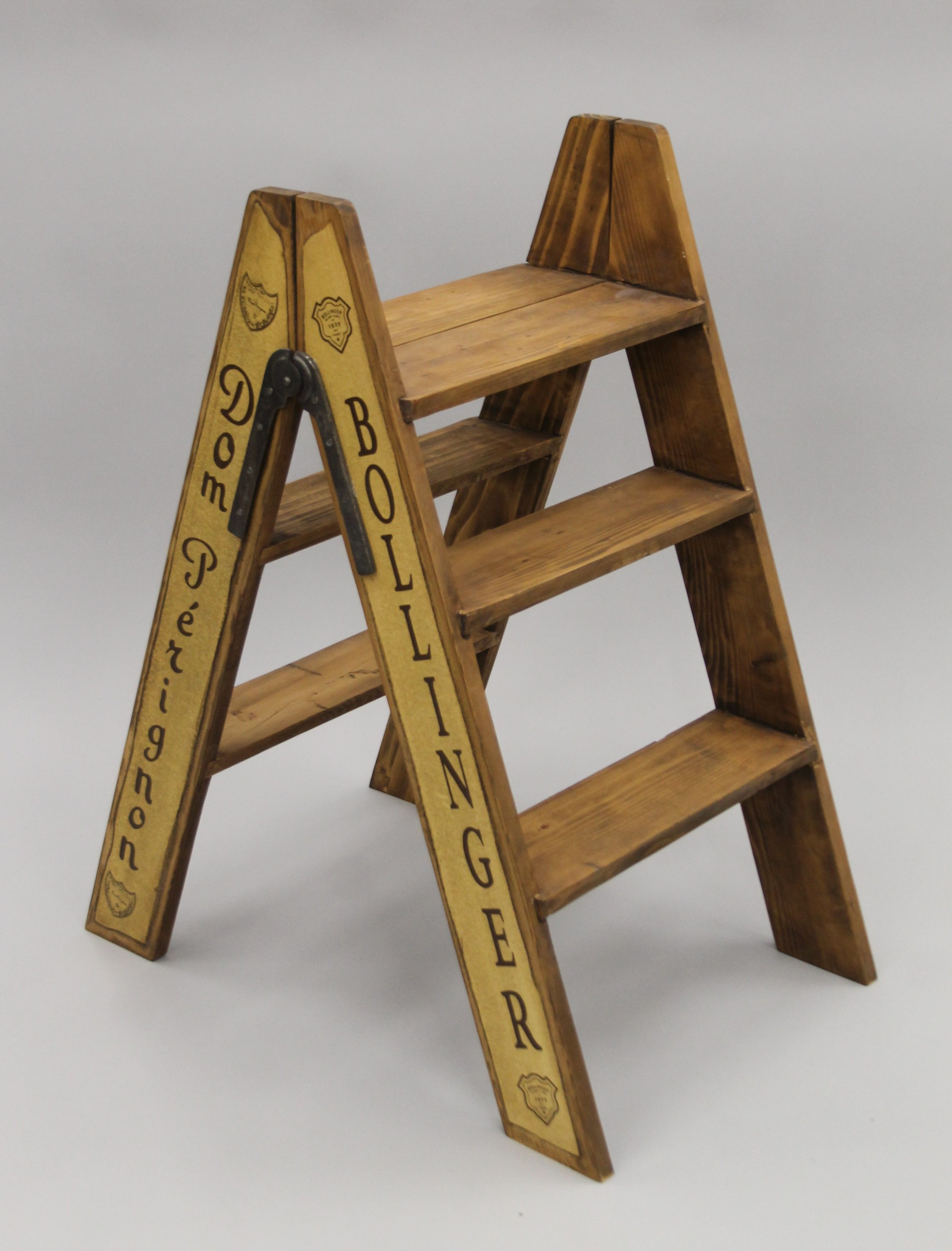 A wooden Champagne ladder. 86.5 cm high.