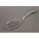 A silver fish slice, hallmarked 1837. 30 cm long. 4.5 troy ounces.