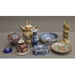 A box of Oriental porcelain.