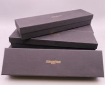 Six wooden Audemars Piguet bracelet/watch boxes, each with cardboard protective box. 25 cm x 5.