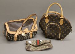 A Gucci purse and two handbags.