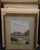A quantity of framed watercolours, including East Anglian Scenes.