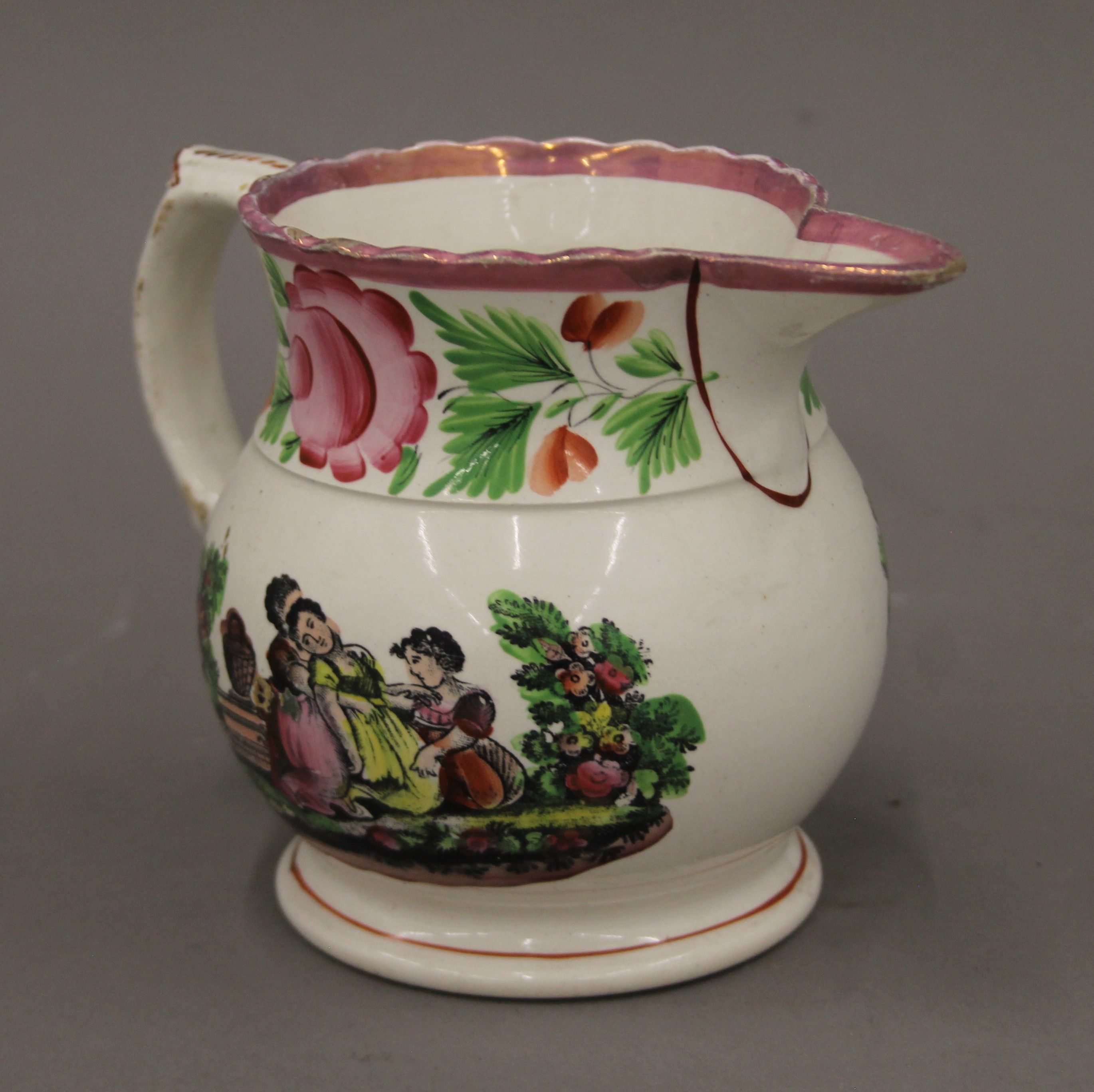 Two 19th century pottery Staffordshire jugs. The largest 12 cm high. - Image 2 of 10