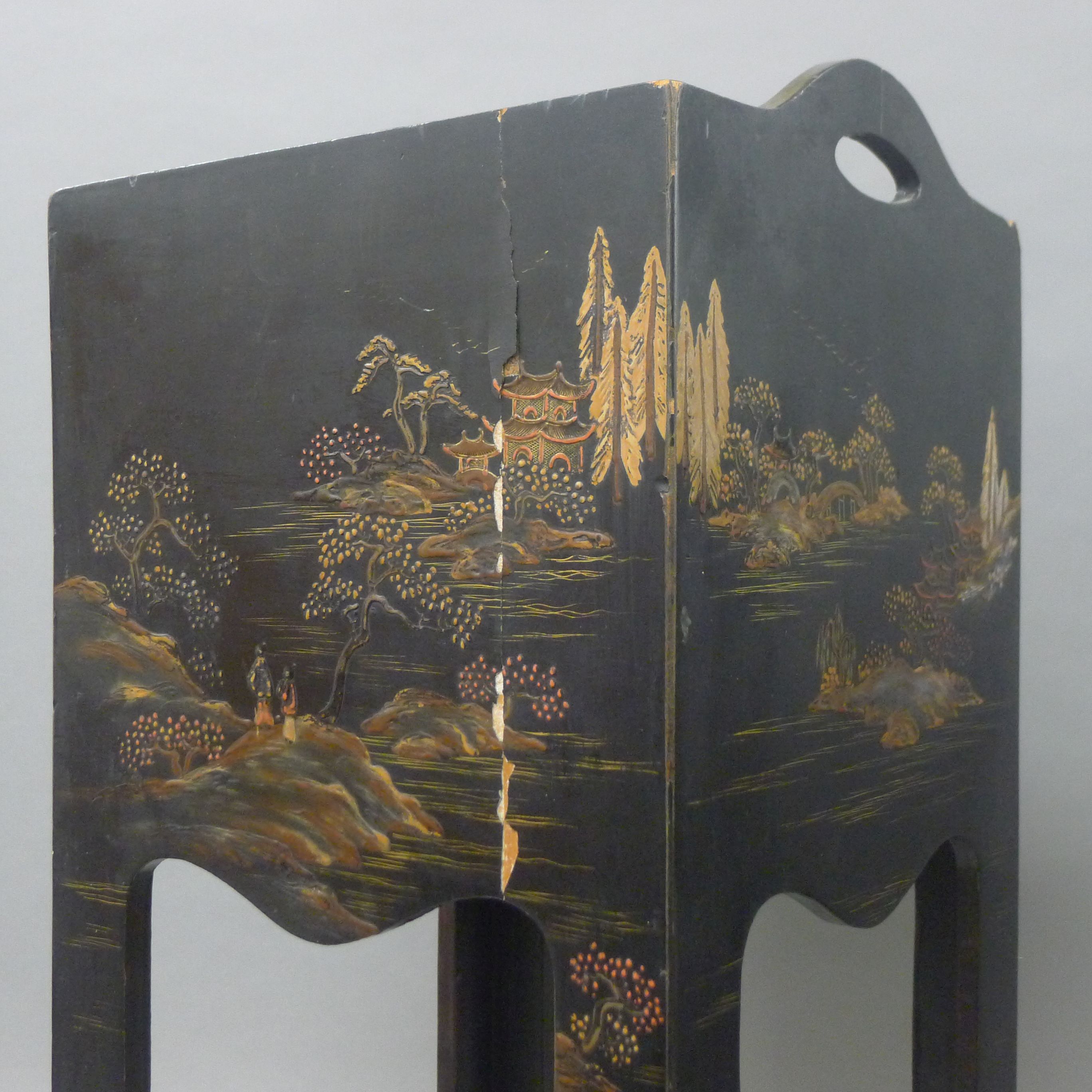 A pair of Oriental lacquered tables. 25 cm wide. - Image 3 of 5