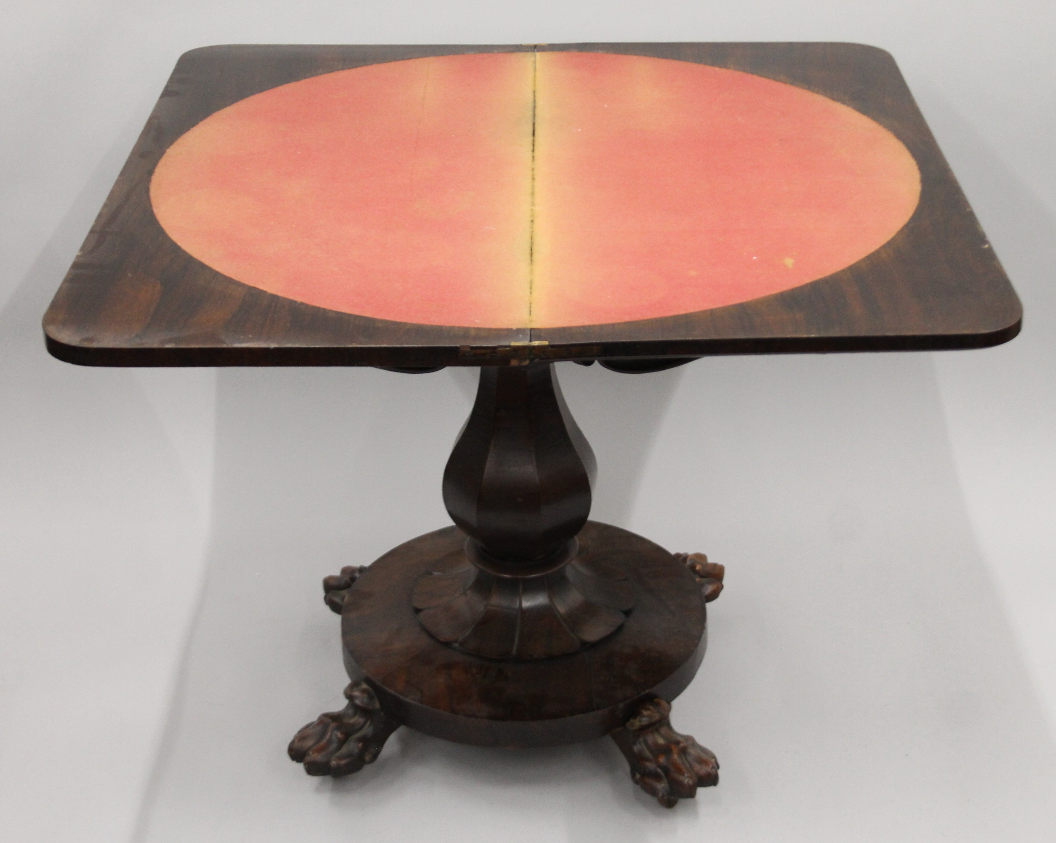 A 19th century rosewood card table. 89 cm wide. - Image 9 of 13