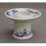 A Chinese blue and white porcelain brush washer. 6.5 cm high.